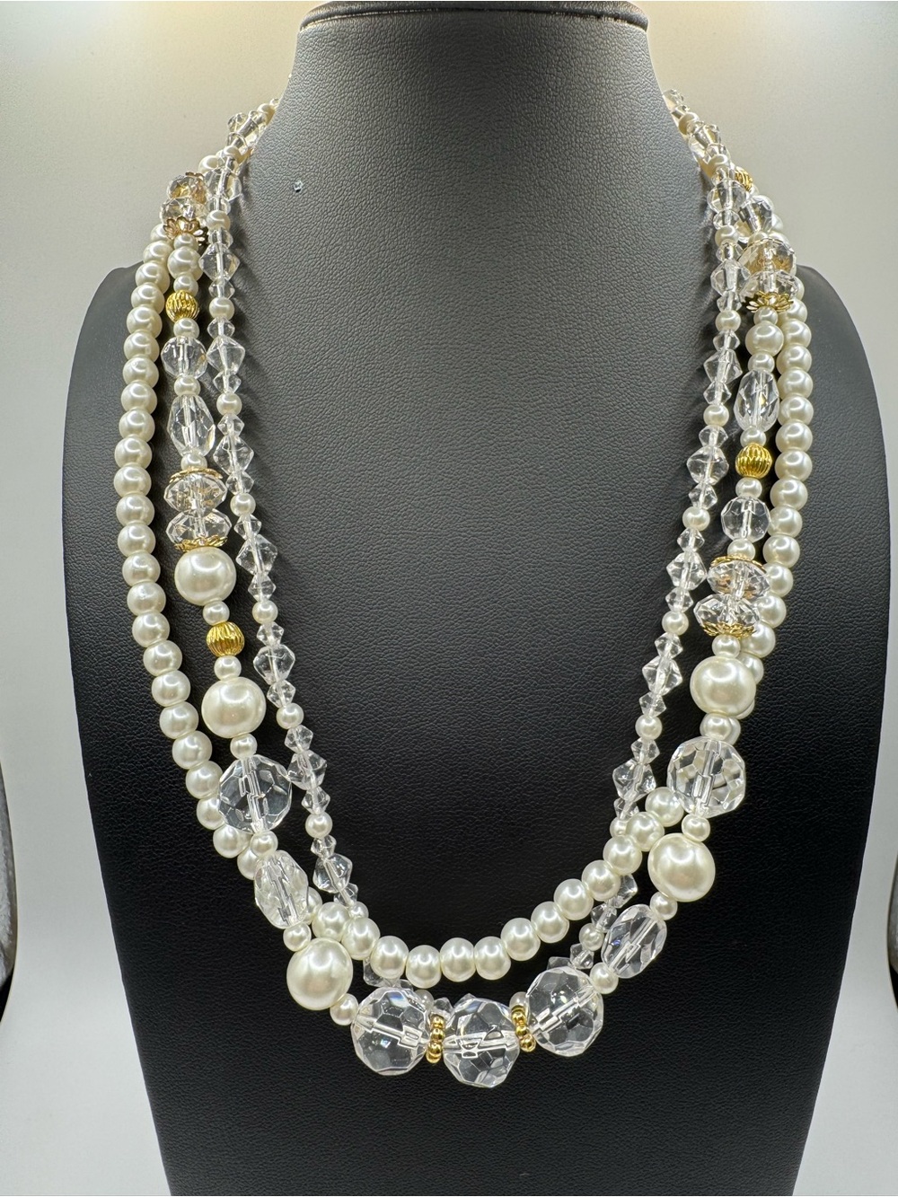 Premier Designs Multi Strand Pearl & Crystal Necklace